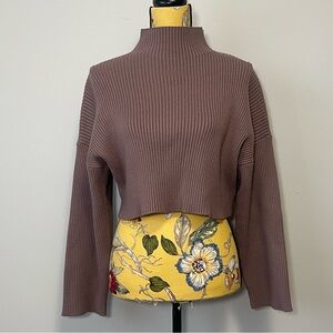 Zara Women's Plum Cropped Ribbed Turtleneck Sweater Size Medium